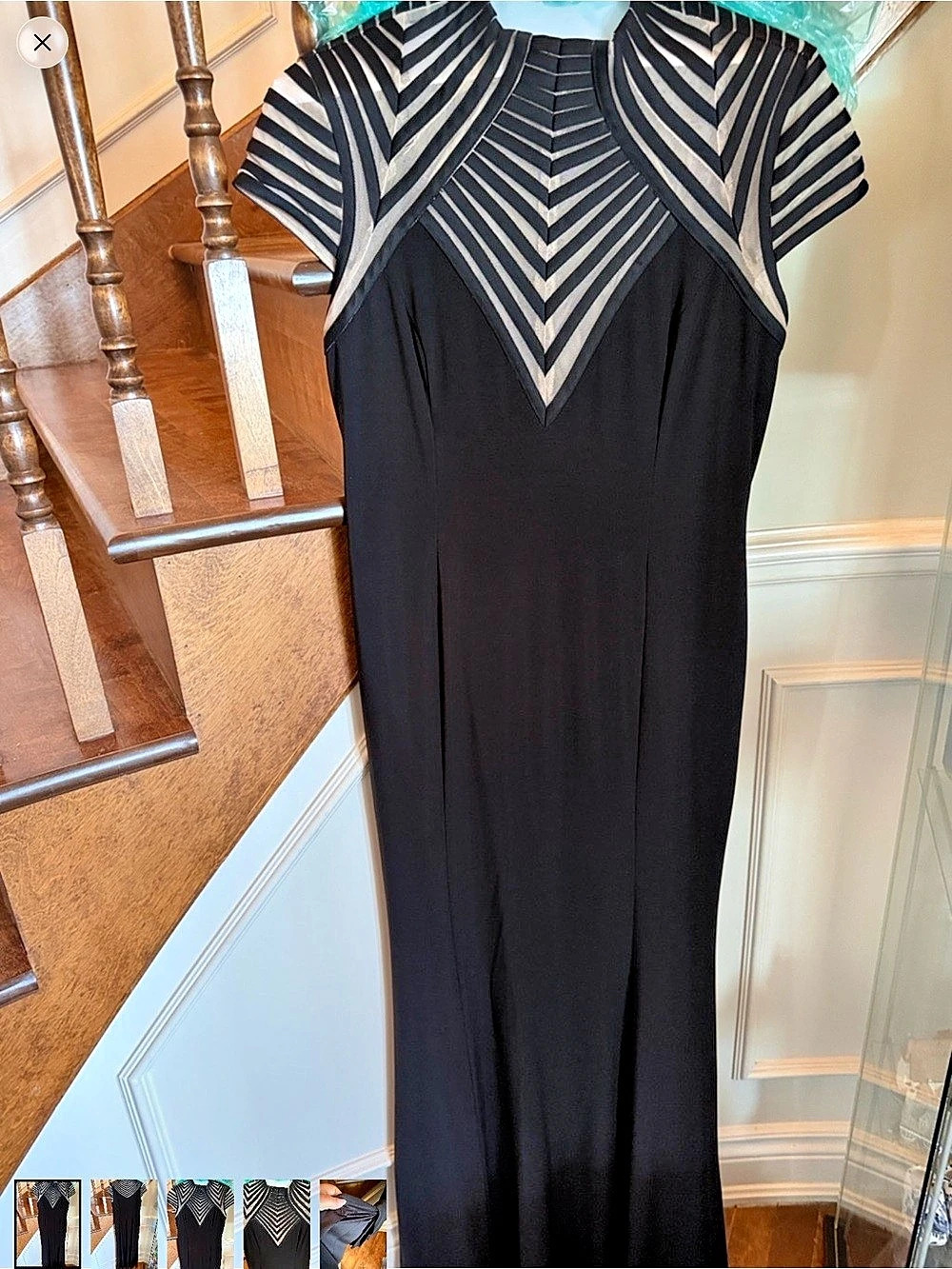 Incredible Black & Mesh Panel Long Dress